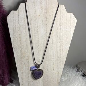 Heart Pendant Necklace with Purple Stone